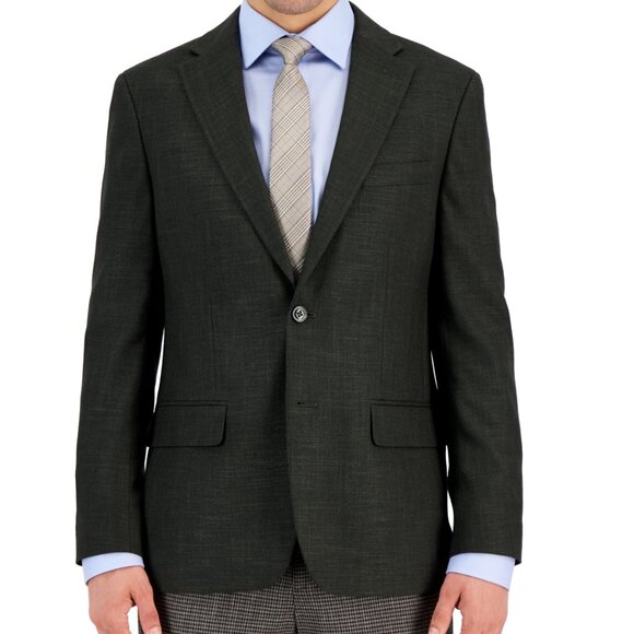 Tommy Hilfiger Men's Modern-Fit Solid Weave Sport Coats Olive 40L B4HP $295